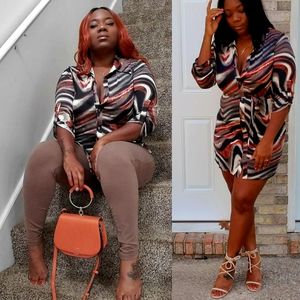 Plus Size Animal Print shirt dress